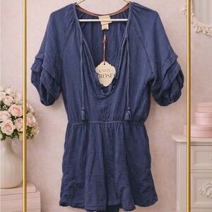 Knox Rose Indigo Romper with Tassel Details